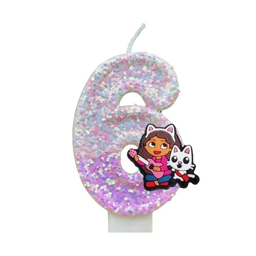 Gabby Themed Birthday Candle Number Six 1 Gabby Themed Birthday Candle Number Six