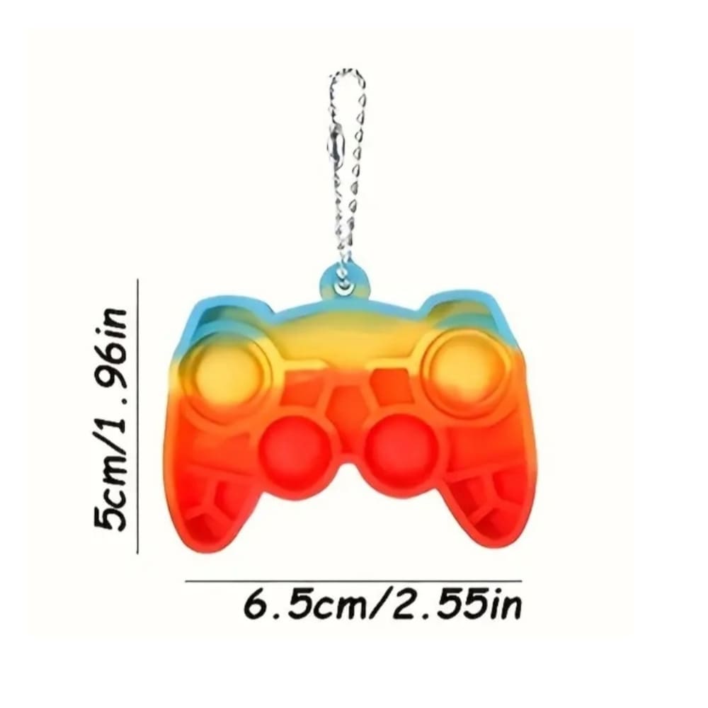 Gamer Party Favors-Pop Fidget Controller Keyrings-6 Piece 2 Gamer Party Favors Pop Fidget Keyring dimenions