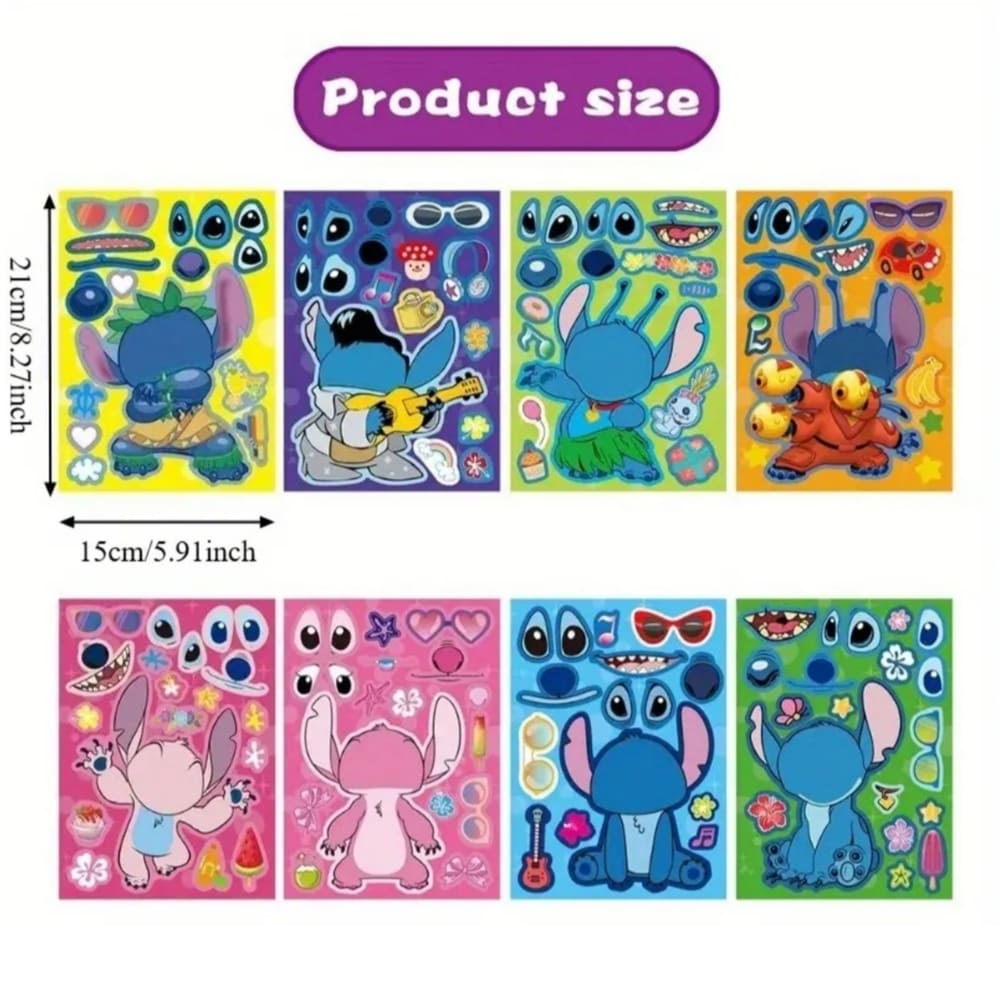 Party Favors Activity Stickers Sheets-Stitch Theme-8 Piece 1 Party Favors Activity Stickers Sheets Stitch Themed