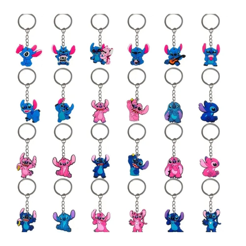Party Favors Keyrings – Stitch Theme – 8-Piece Set (Assorted Designs) 1 Party Favors Keyrings Stiched Themed Assorted Designs