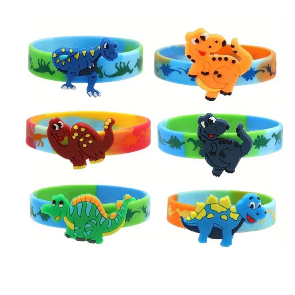 Party Favors Dinosaur Themed Silicone Wristbands-6 Piece-Design A 1 Party Favors Silicone Wristbands Dinosaur Themed Party Favors Six Piece Design A