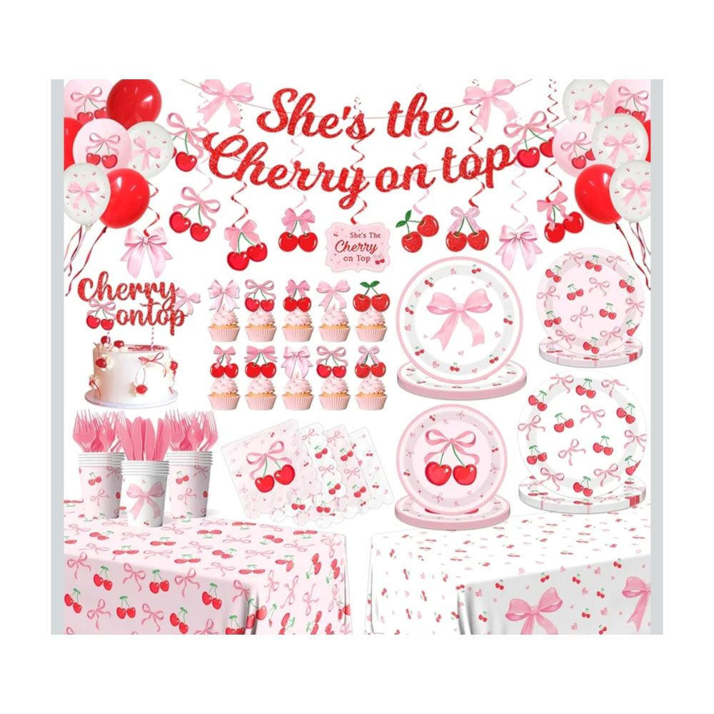 Theme - Kiddies 32 PINK BOW CHERRY PARTY