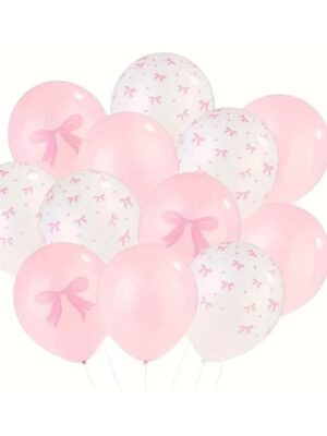 Pink Bow Latex Balloons