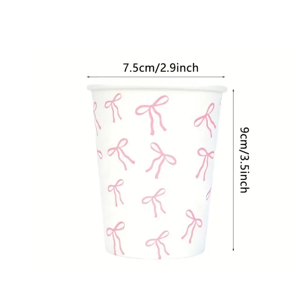 Pink Bow Party Paper Cups-8 Piece 1 Pink Bow Paper Cups