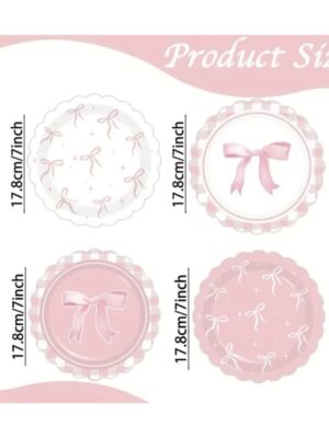 Pink Bow Paper Plates