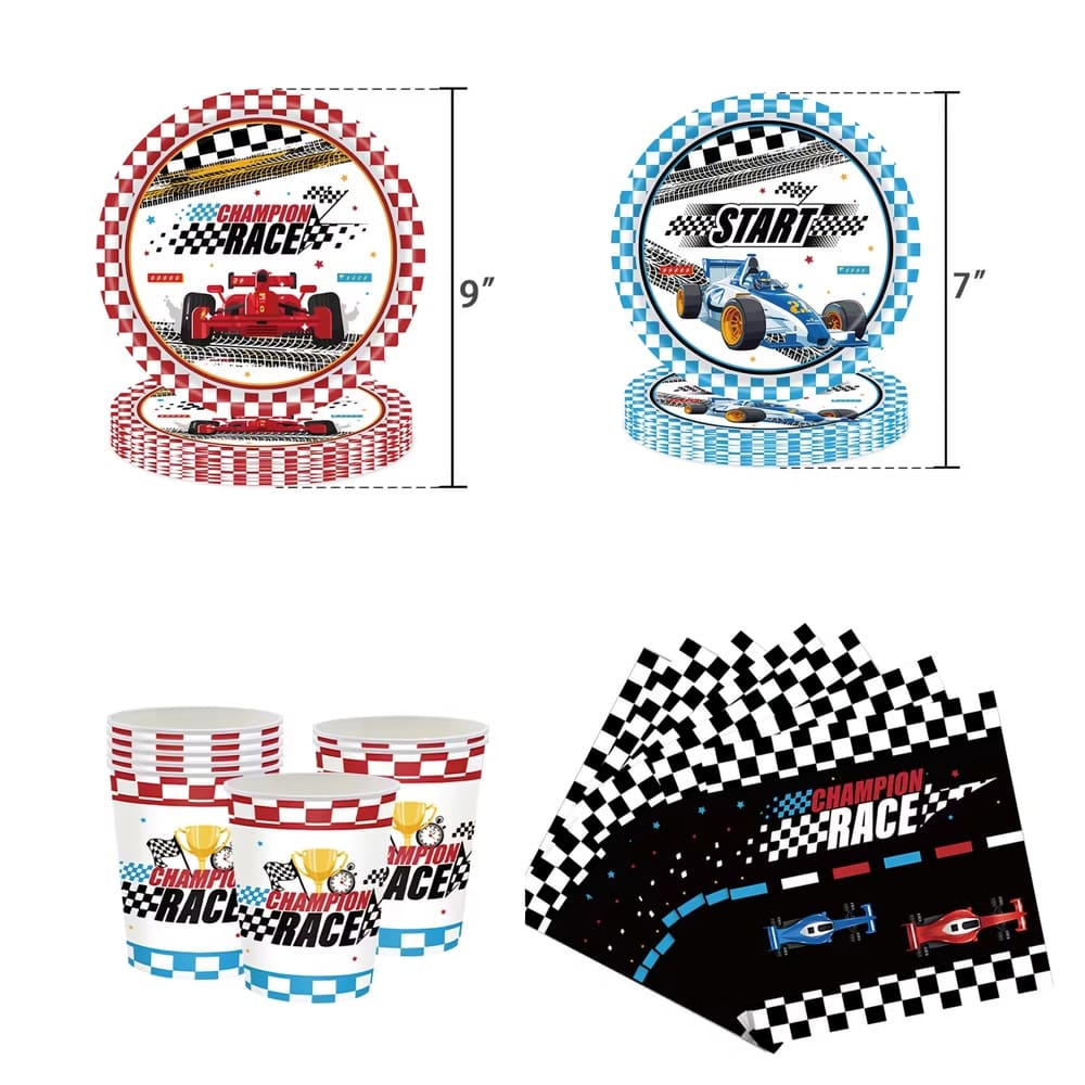 Race Car Party Tableware Set-Champion Race Edition-Serves 10 Guests 1 Race Car Party Tableware Champion Race Edition