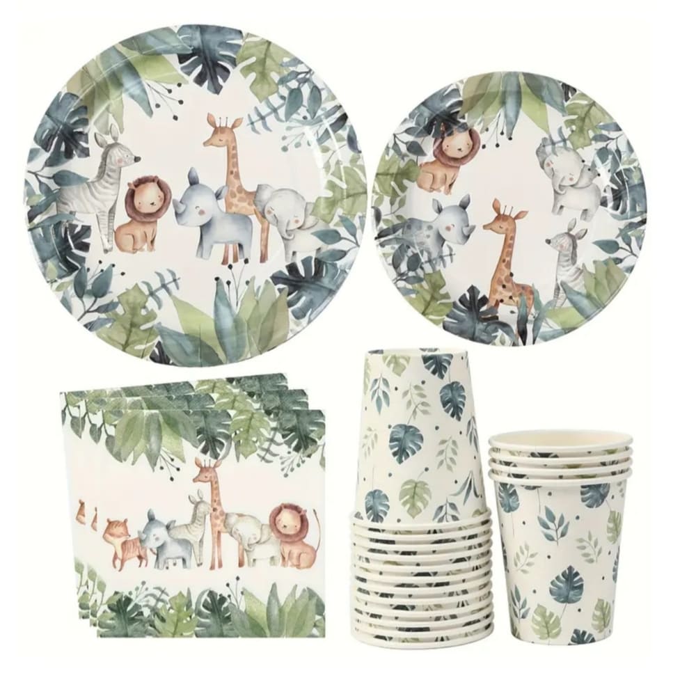 Safari Animals Party Tableware Set-8 Guests 1 Safari Party Tableware Set