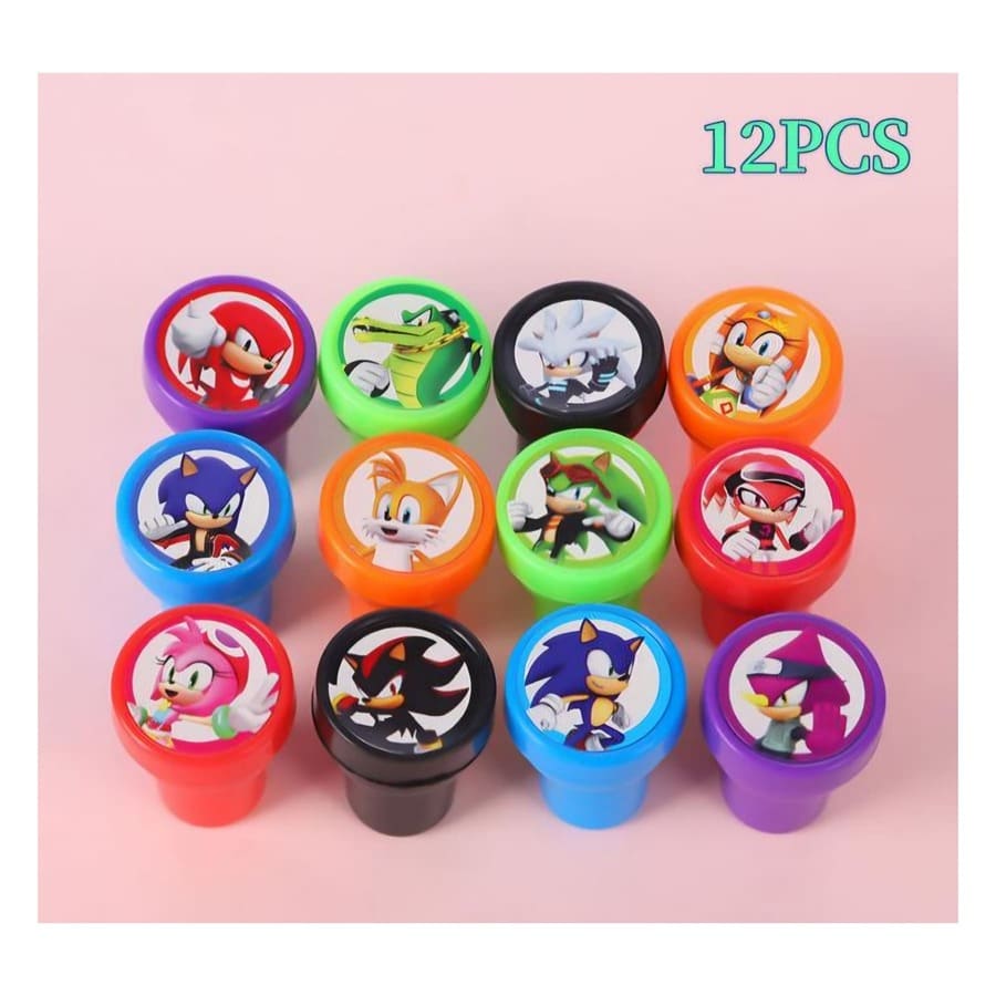 Sonic Themed Party Favors Ink Stamps-12 Piece 1 Sonic Party Favors Ink Stamps