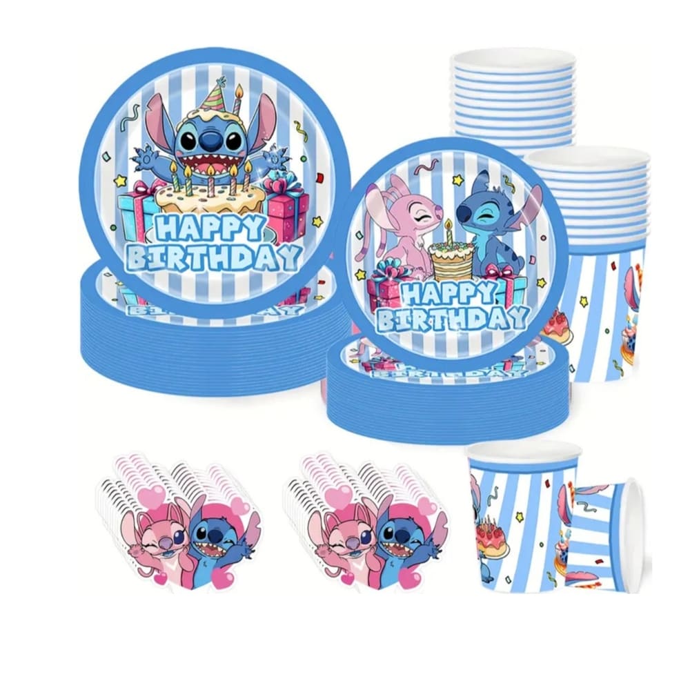Stitch Themed Birthday Party Tableware Set-40 Piece(10 Guests) 1 Stitch Party Disposable Table Ware Set