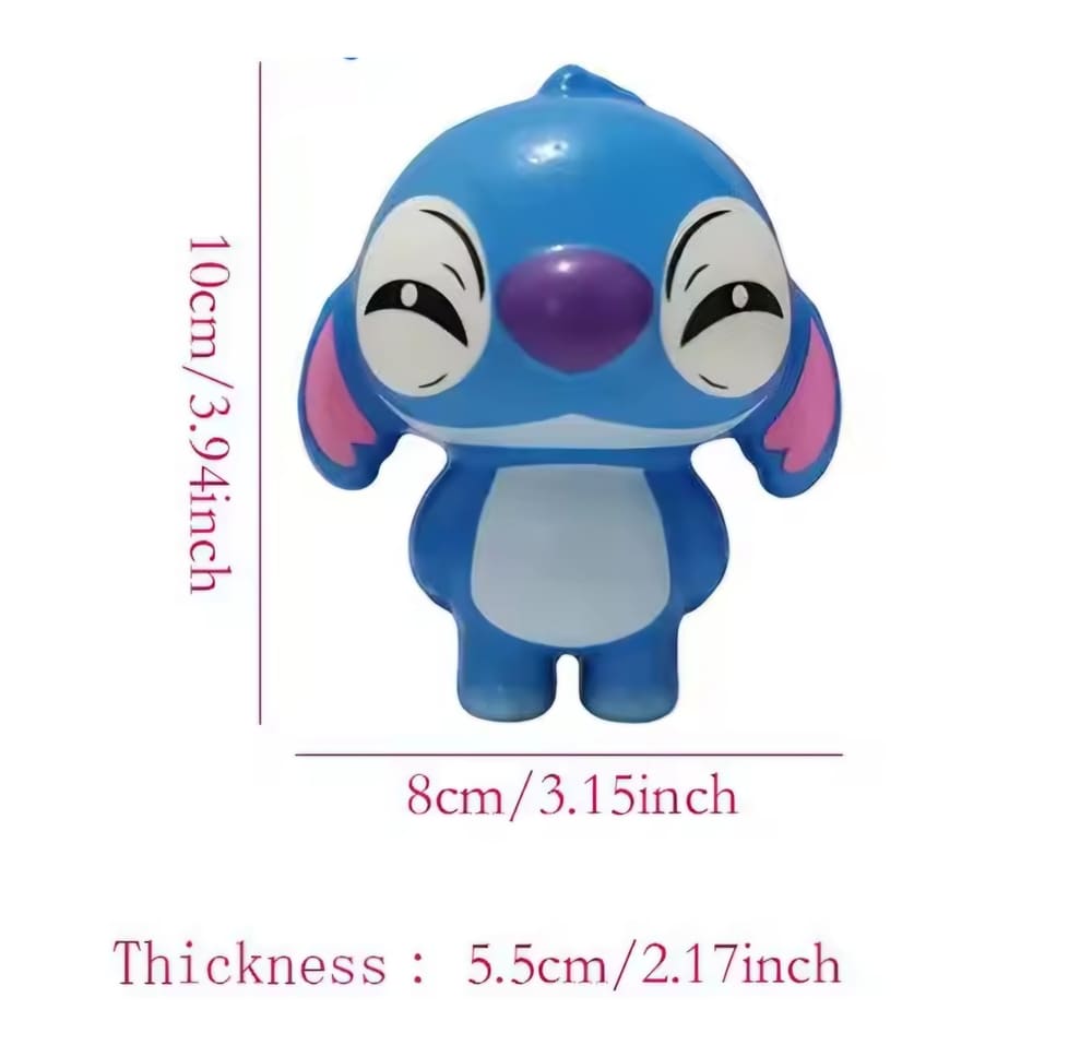 Party Favors Squishy Toys – Stitch Inspired – 6 piece random designs 3 Stitch Themed Stress Toys Dimensions