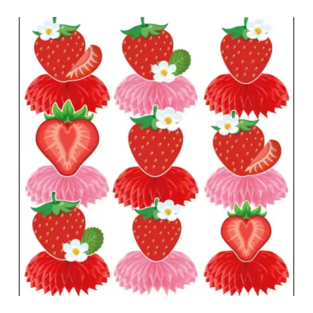 Strawberry Party Table Decorations β 9 Piece Honeycomb Centerpieces 1 Strawberry Party Table Decorations 9 Piece Honeycomb Base