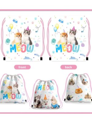 Cat Party Drawstring Bags