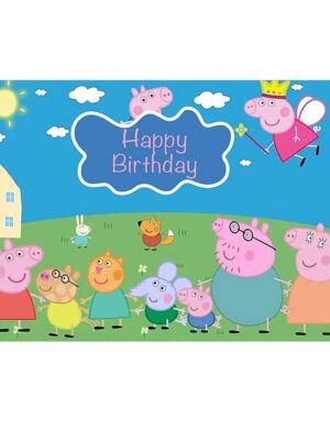 Happy Birthday Backdrop Peppa Pig Themed