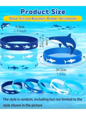 Shark Party Favors Silicone Wristbands 6 Piece