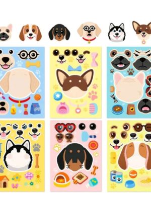 Pretty Party Shop 8 Dog Party Favors Make A Face Sticker Sheets Six Sheets