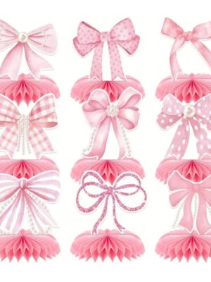 Pretty Party Shop 13 Pink Bow Table Decorations Honey Comb