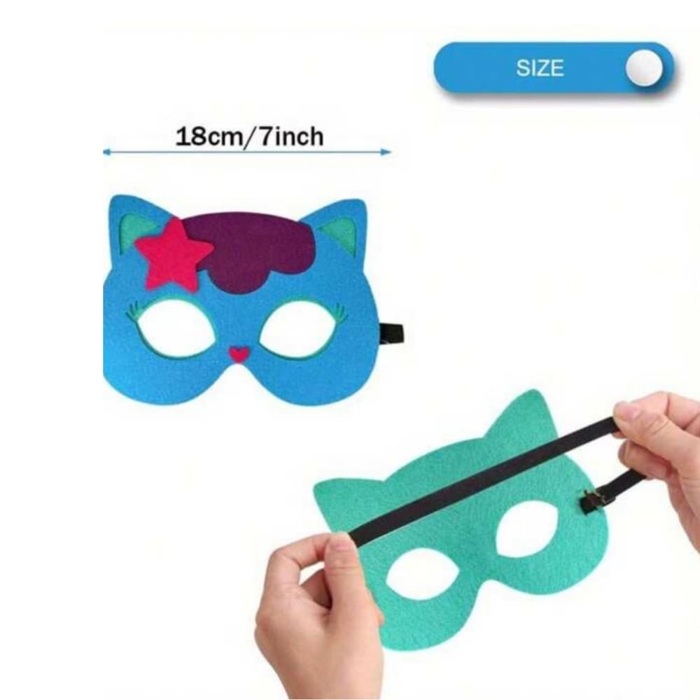 Cat Party Felt Masks-Assorted Designs-9 Piece 2 Cat Felt Masks Dimensions