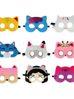 Pretty Party Shop 8 Cat Party Felt Mask Nine Piece Assorted Designs