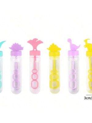 Pretty Party Shop 6 Dinosaur Bubble Wands Pastel 6 Piece Empty Tubes No Liquid