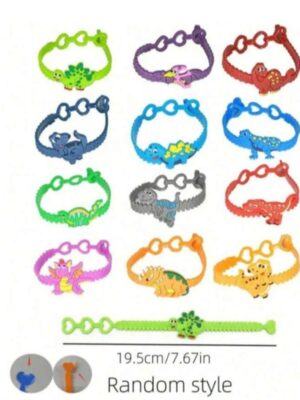 Pretty Party Shop 4 Dinosaur Party Favors Silicone Wristbands Assorted Designs