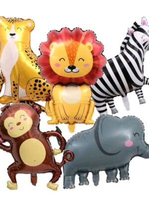 Pretty Party Shop 3 Jungle Safari Shaped Foil Balloons Five Piece