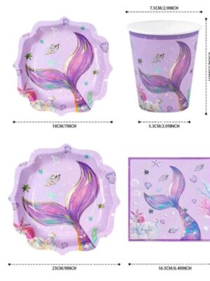 Pretty Party Shop 7 Mermaid Table Ware Purple Serves 8 Guests