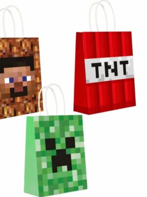 Pretty Party Shop 4 Party Favor Bags With Handle Pixel Themed