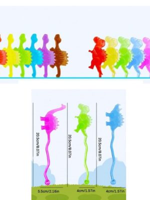 Pretty Party Shop 7 Party Favors Dinosaur Sticky Toys Assorted Designs and Colours