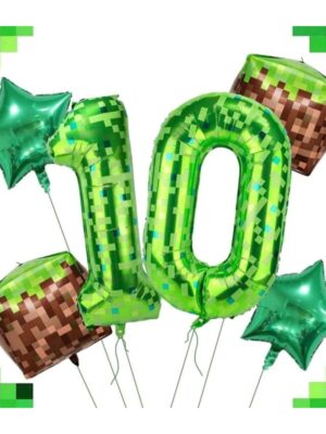 Pixel Number Ten Foil Balloon Set
