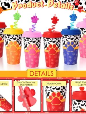 Puppy Themed Party Plastic Cups And Plastic Straws