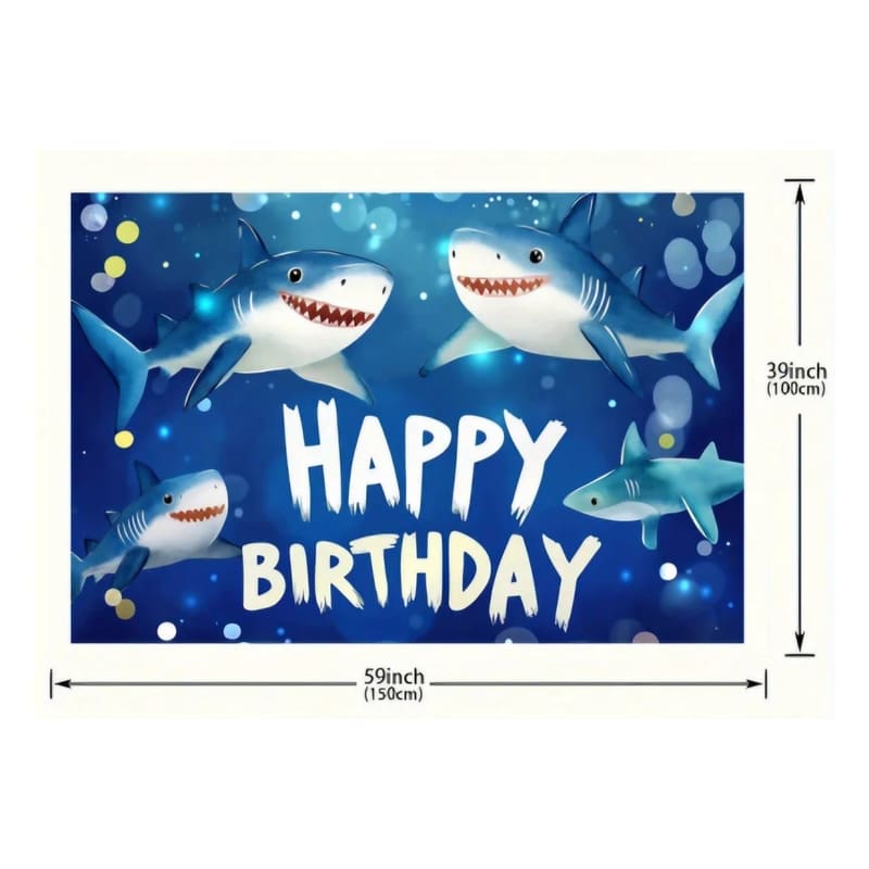 Shark Happy Birthday Backdrop 1 Shark Happy Birthday Backdrop