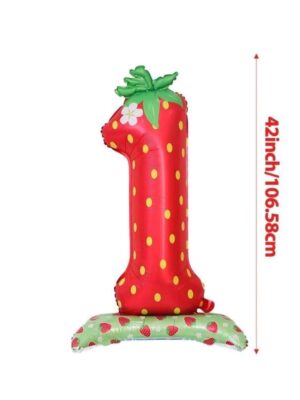 Pretty Party Shop 12 Strawberry Number One Standing Foil Balloon