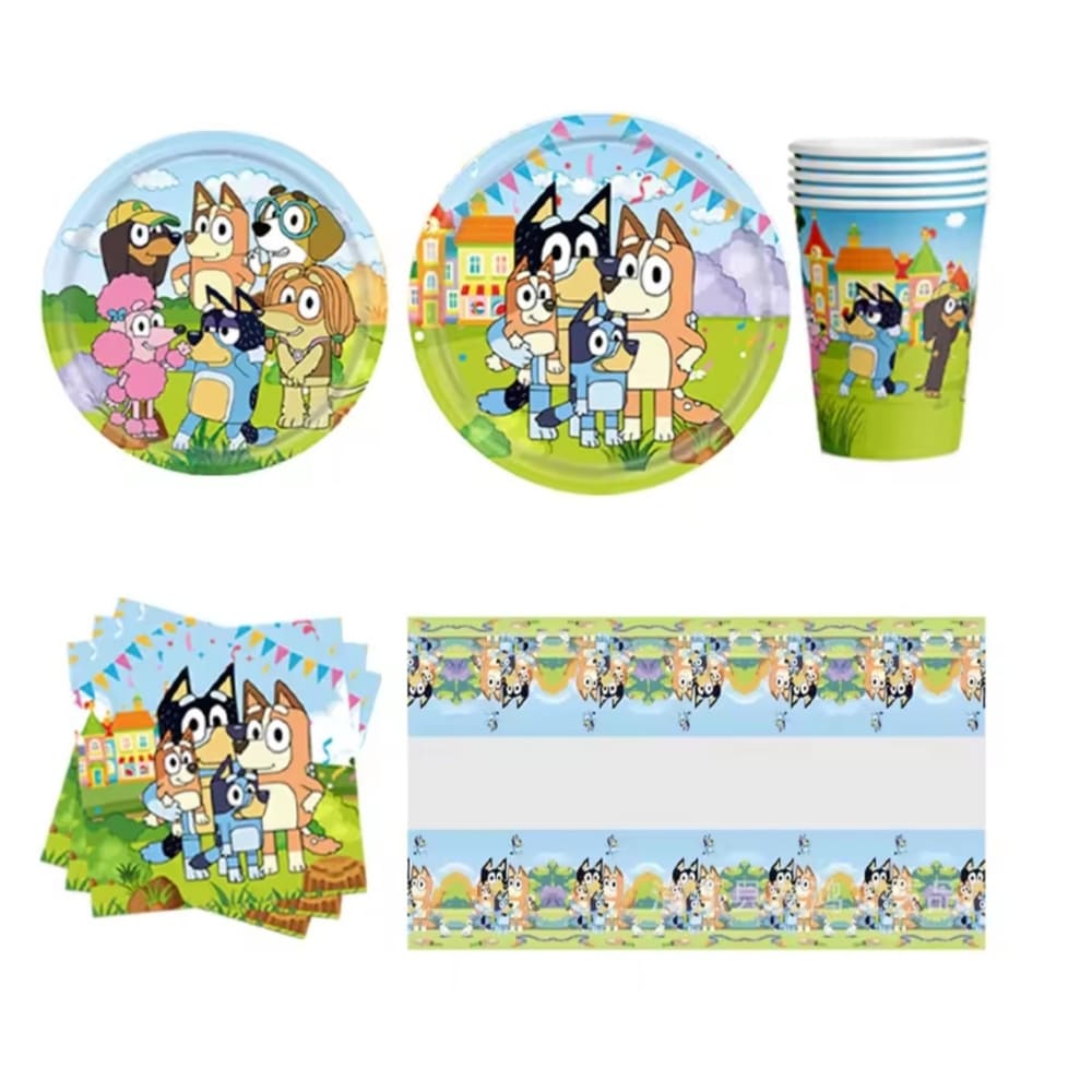 Kids Party Tableware Set-Bluey Themed-51 Piece Set 1 Bluey And Friends Party Table Ware Set