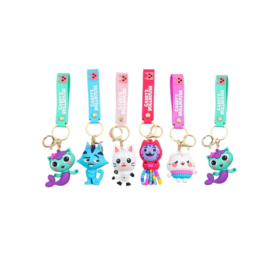 Gabby Themed Party Favor Keyrings-6 Piece 1 Gabby Themed Keyrings 6 Piece