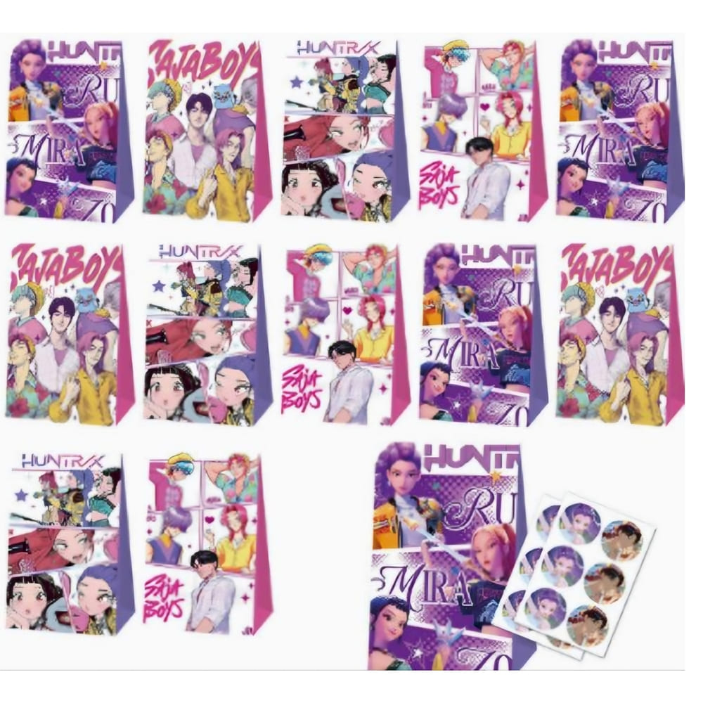 K-pop Themed Party Favor Bags with Stickers (12 Piece Set) 1 Kpop Themed Party Favor Bags With Stickers