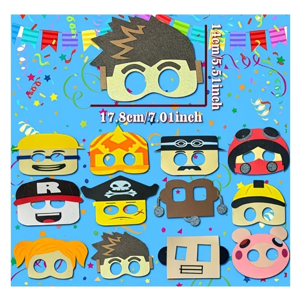 Gaming Party Themed Felt Masks-12 Piece Set 1 Party Felt Masks Roblox Themed 12 Piece