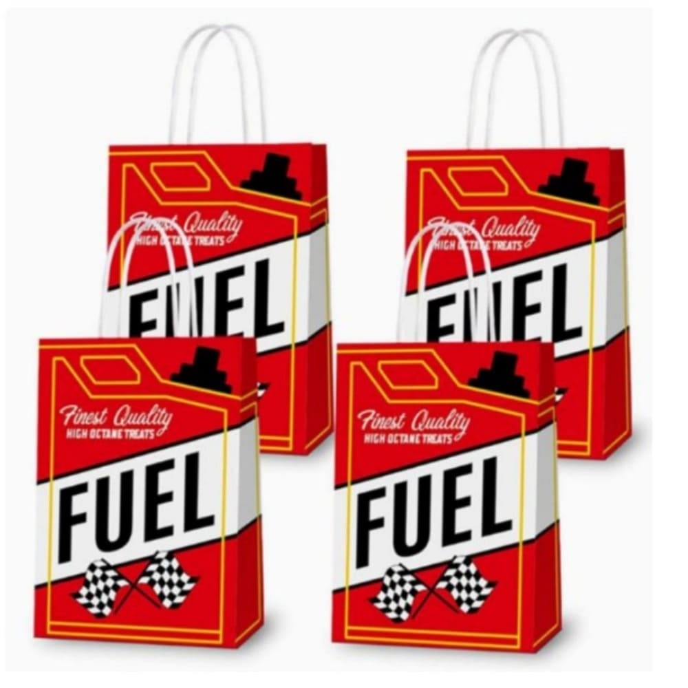 Race Car Fuel Party Favor Bags With Handle-12 Piece Set 1 Race Car Party Favor Bags With Handle