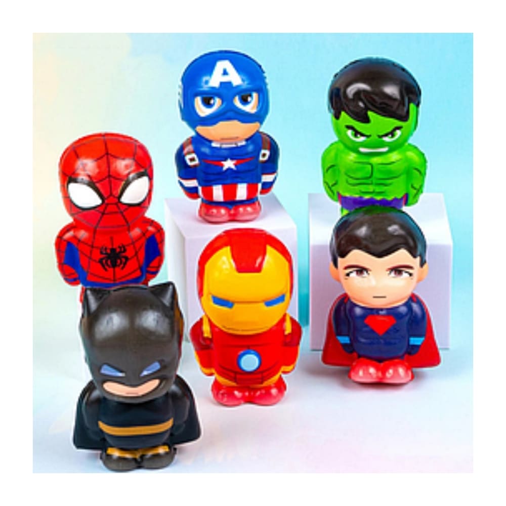 Party Favors Superhero Themed-6 Piece 1 Super Hero Squishy Party Favors 6 Piece Assorted Designs