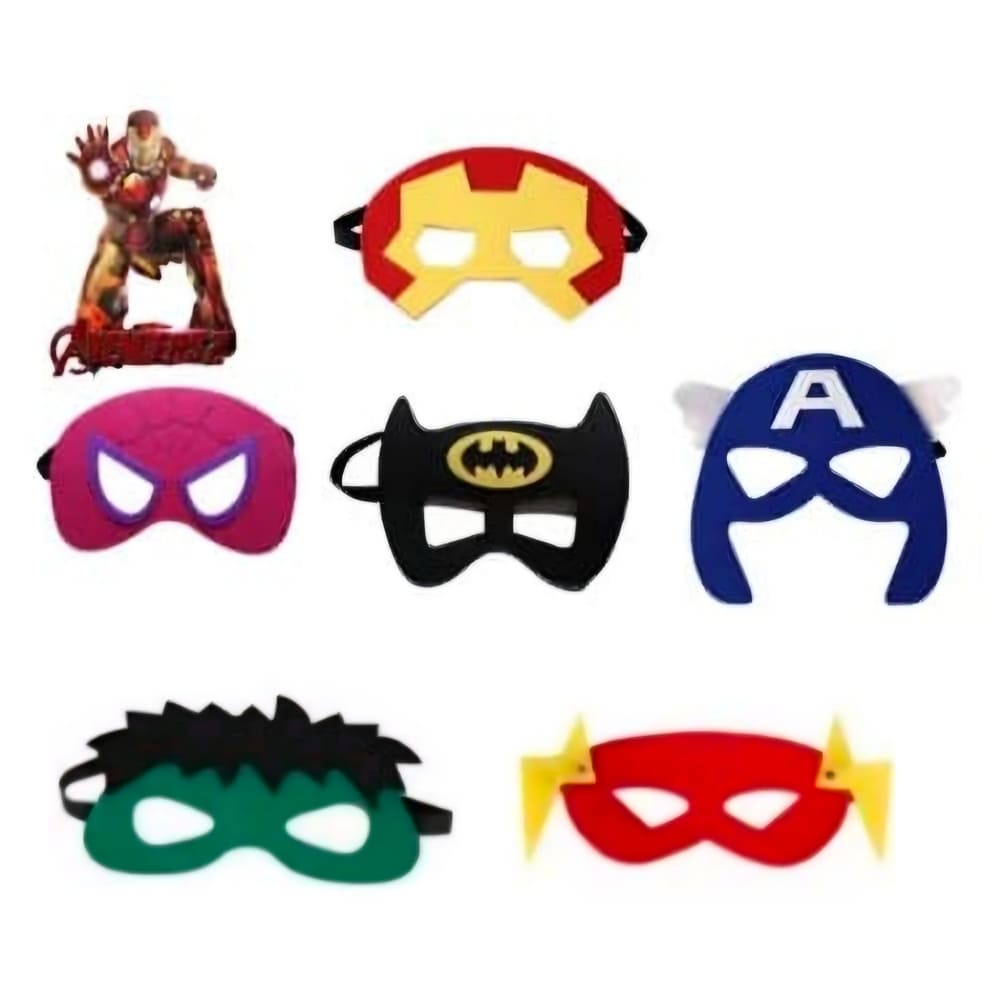 Kids Dress Up Party Felt Masks Superhero Themed-6 Piece 1 Super Hero Themed Party Felt Masks