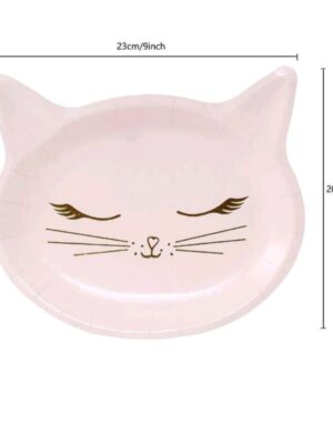 Cat Shaped Paper Plate Gold Foil Details