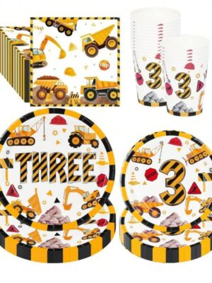 Construction Third Birthday Tableware