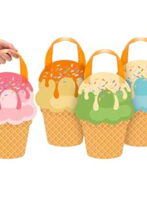 Ice Cream Party Favor Tote Bags 8 Piece
