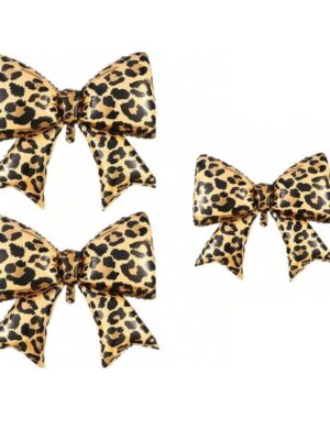 Leopard Bow Shaped Foil Balloons Two Piece