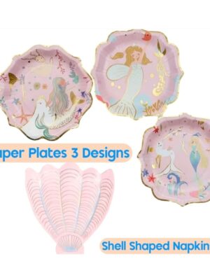Mermaid Magical Tableware Set 9 Plates 16 Napkins
