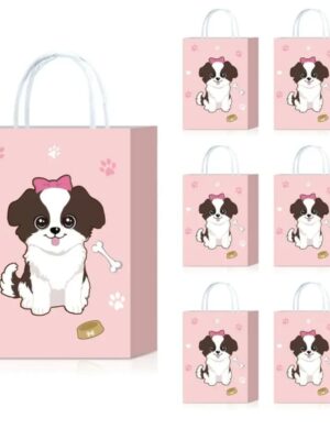 Pink Puppy Party Favor Bags With Handle