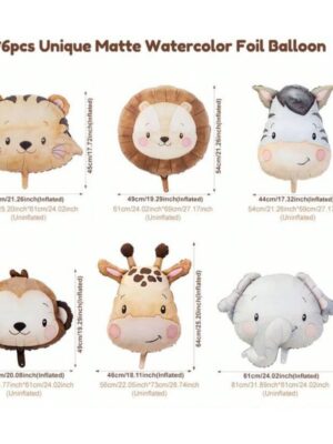 Safari Animal Face Shaped Balloons Matte Finish