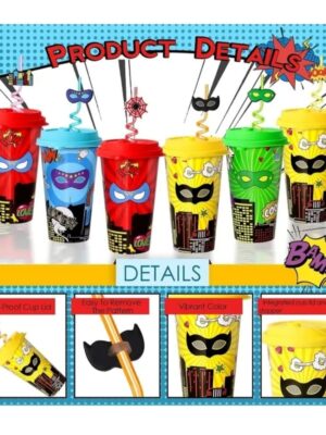 Super Hero Party Plastic Cups And Straws