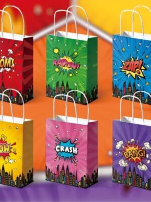 Superhero Party Favor Bags With Handle Six Piece