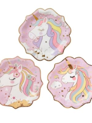 Unicorn Paper Plates 9 Piece 3 Designs