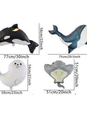 Whale And Sea Animal Foil Balloon Set